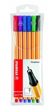 Stabilo 88-6 fineliner, sæt med 6 farver